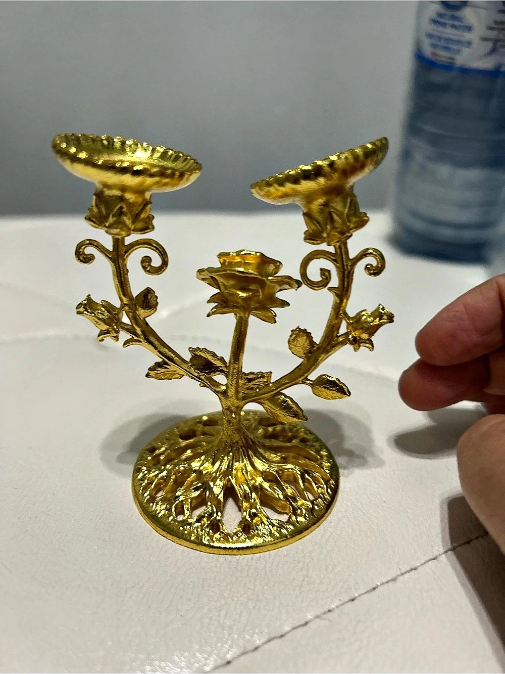 Gold Floral Candle Holder